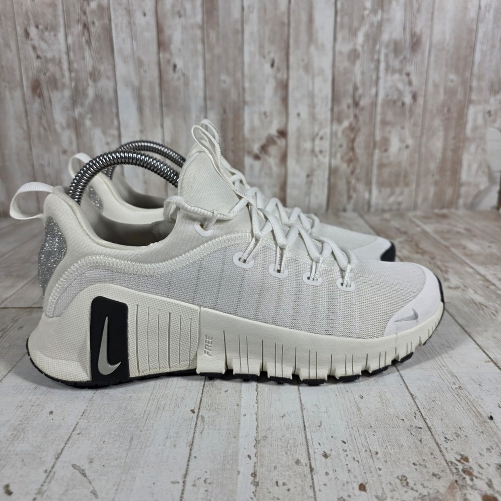 Nike Free Metcon 6 Sail White Silver Glitter Training Shoes FZ1695-101 Womens 7